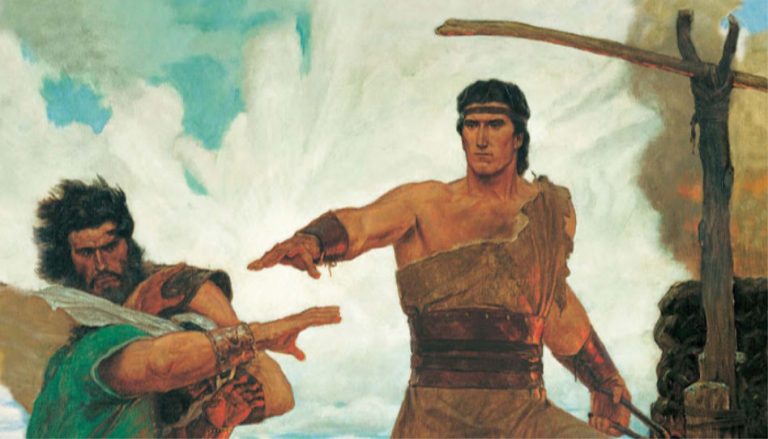 Kunst in der Kirche - zu sehen ist ein Gemälde des Propheten Nephi aus dem Buch Mormon