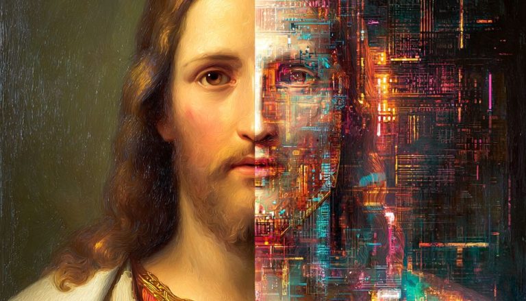 Zu sehen ist ein durch künstliche Intelligenz erstelltes Bild von Jesus.