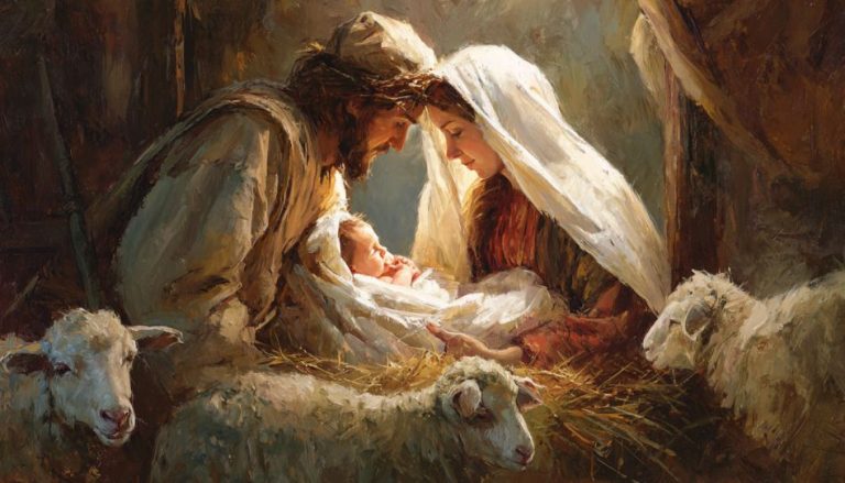 Die Geburt Jesu ist in einem AI-generierten Bild festgehalten.