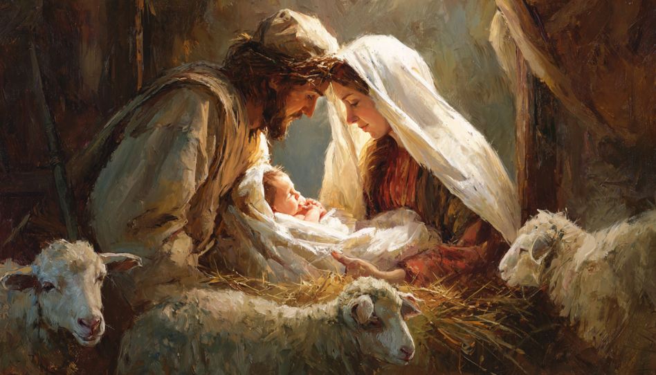 Die Geburt Jesu ist in einem AI-generierten Bild festgehalten.