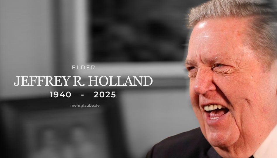 Ein lächelnder Jeffrey R. Holland mit dem Geburts- und Todesjahr.