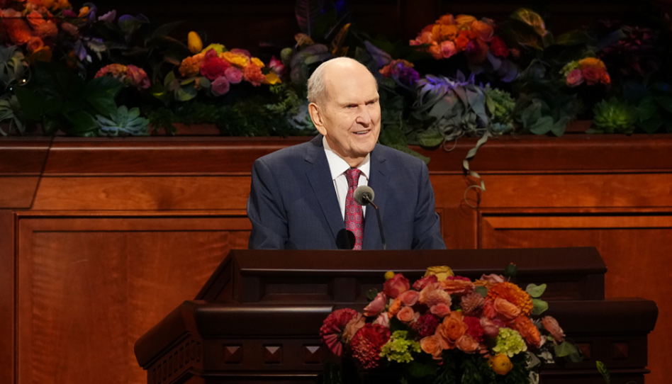 Präsident Russell M. Nelson während einer Ansprache im Jahr 2022.